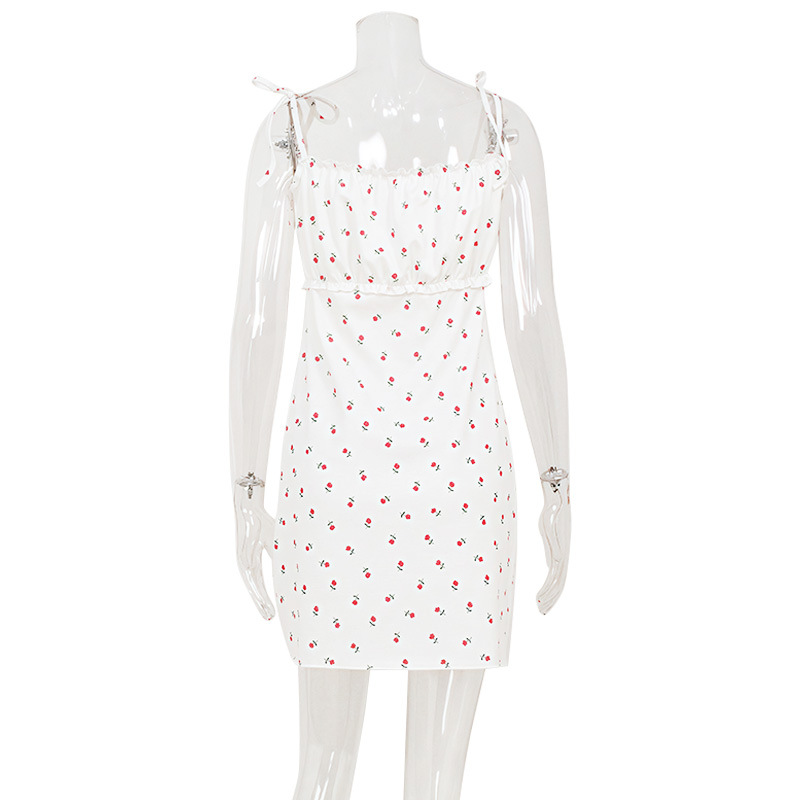 Sweet Floral Print Sleeveless Smocked High Waist Mini Dress – Cute & Fresh Summer Dress for Teens & Young Women