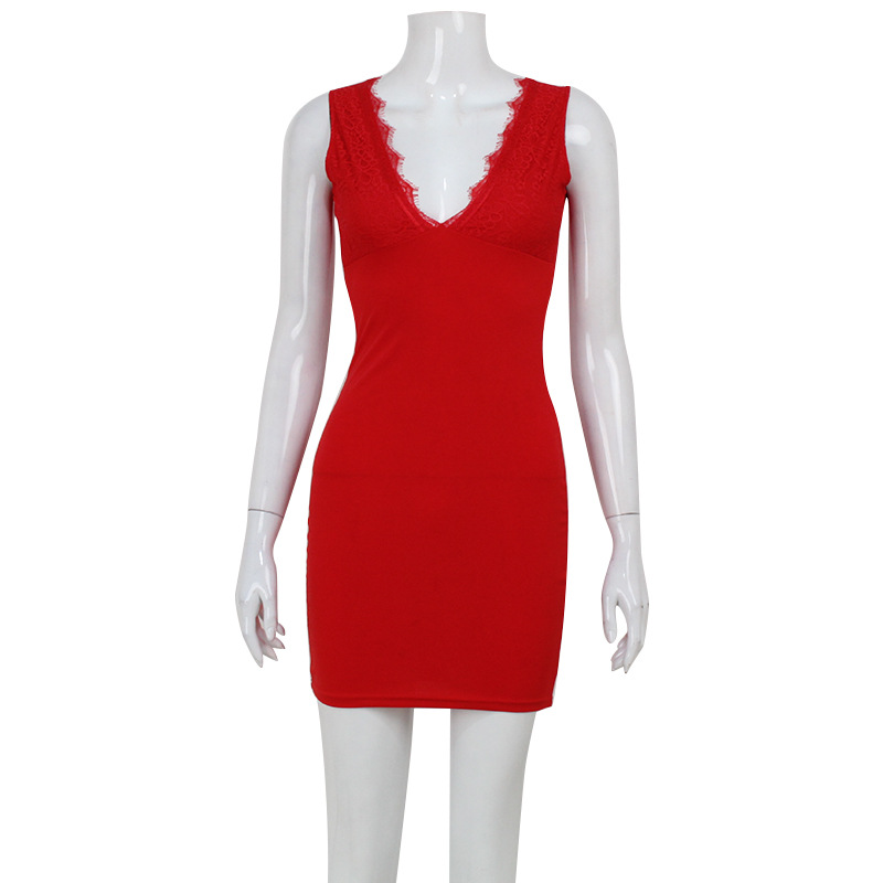 V-Neck Sleeveless High Waist Lace Trim Bodycon Dress – Elegant Women’s Midi Dress for Date, Party & Photo Shoot