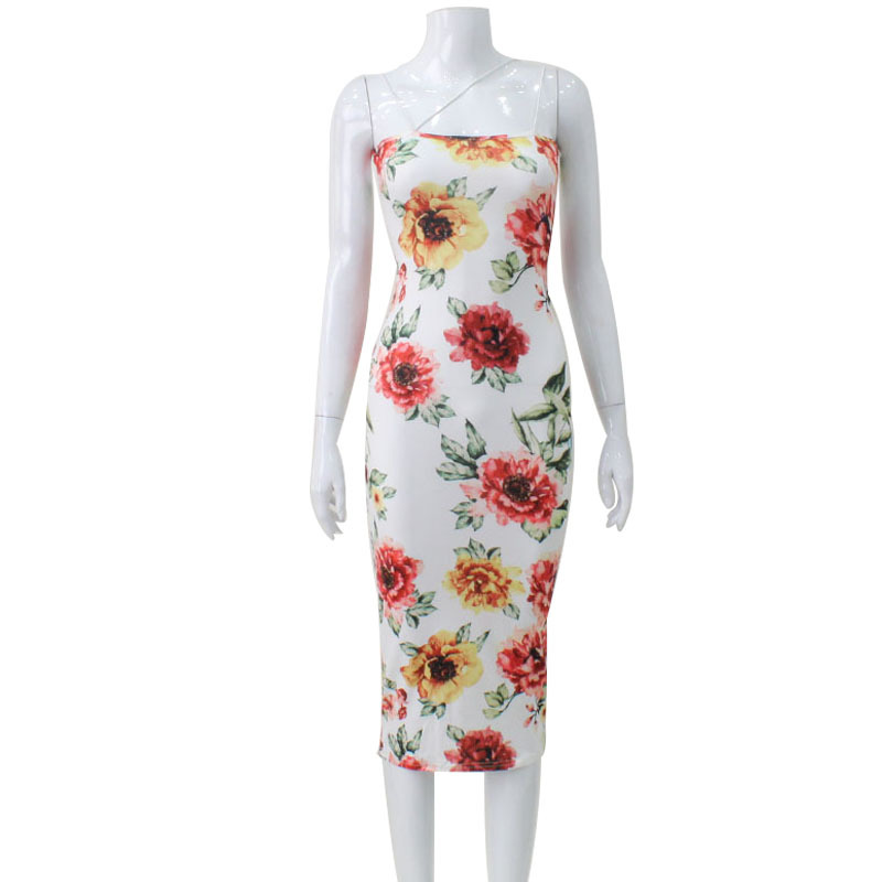 Floral Print Sexy Spaghetti Strap Bodycon Midi Dress – Elegant & Slimming Outfit for Date, Party & Vacation
