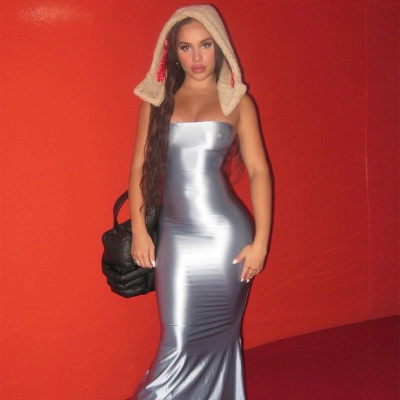 Shimmering Silver Strapless Mermaid Bodycon Dress – Sexy & Slimming Outfit for Club, Party & Streetwear 02