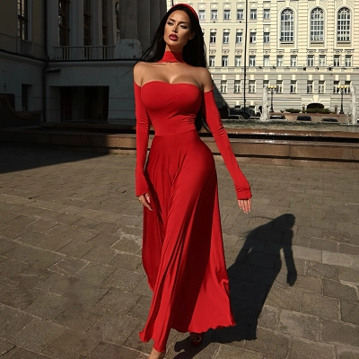 Strapless Halter Solid Color Elegant Fitted Mermaid Gown with Full Skirt – Glamorous Evening Dress for Wedding, Gala & Formal Events 02