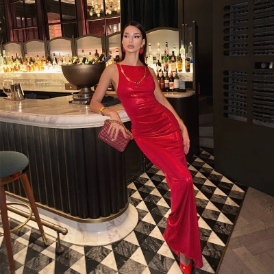 Elegant Sleeveless Long Dress – Fitted Sexy Open-Back Evening Gown for Wedding, Gala & Party Wear 01