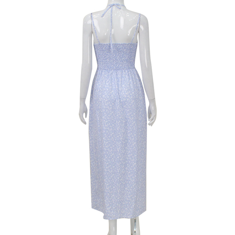 Romantic Ruffled Floral Spaghetti Strap Maxi Dress, Elegant & Sweet A-Line Long Dress for Women