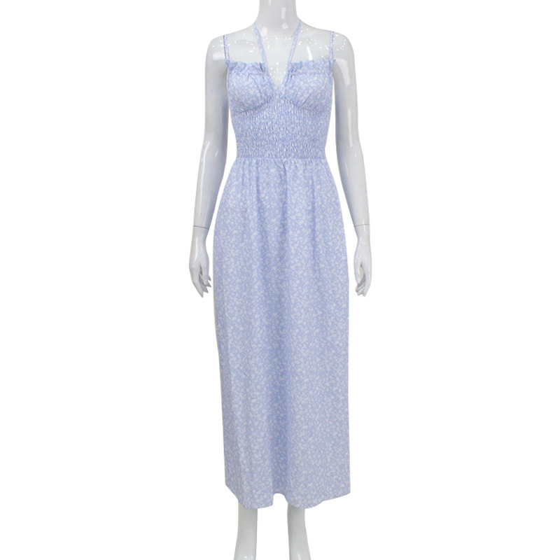 Romantic Ruffled Floral Spaghetti Strap Maxi Dress, Elegant & Sweet A-Line Long Dress for Women