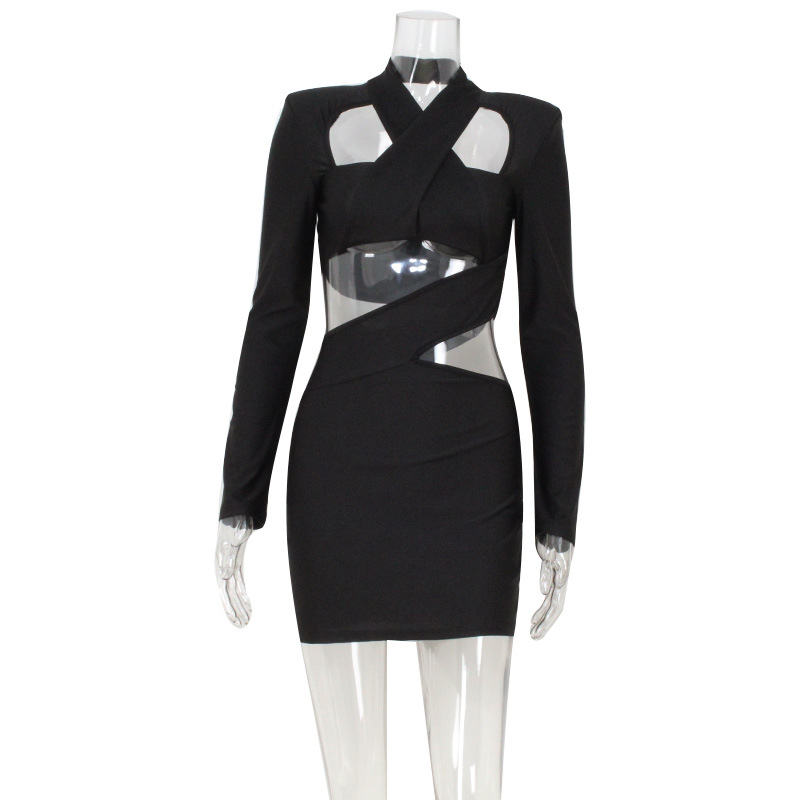 Sexy Cut-Out Clubwear Bodycon Mini Dress – Trendy Tight Party Dress for Night Out & Festival