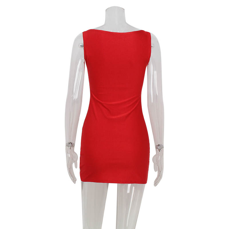 Solid Color Square Neck Elegant Waist-Cinching Bodycon Dress – Slim Fit Strap Mini Skirt for Daily & Night Wear