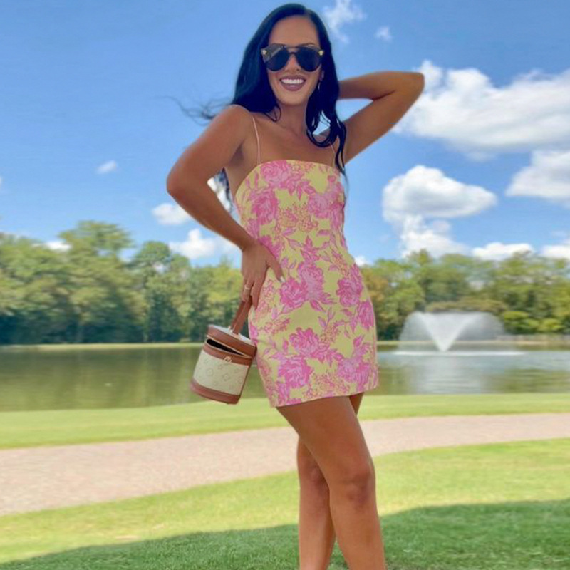 One-Shoulder Strapless Bodycon Dress with Romantic Rose Print – Sexy Mini/Midi Dress for Party & Date