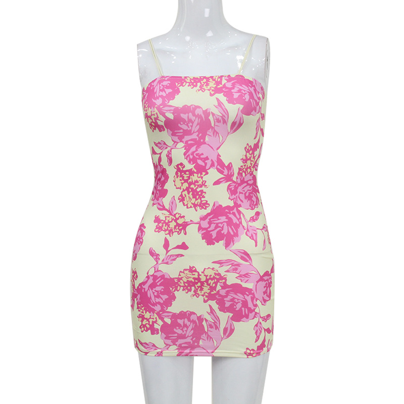 One-Shoulder Strapless Bodycon Dress with Romantic Rose Print – Sexy Mini/Midi Dress for Party & Date