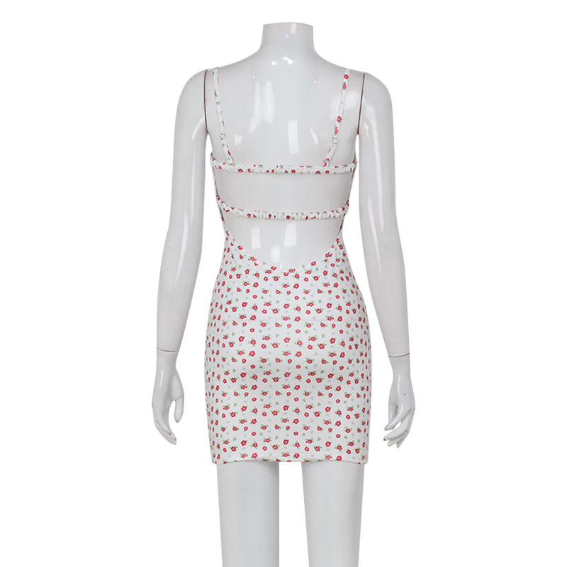 Sweet & Sexy Lace-Paneled Floral Strapless Tube Top Dress, Sheer Backless Mini Dress for Women