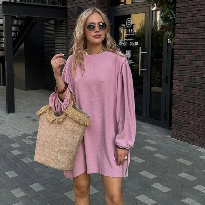 Casual Solid Color Dress – Plus Size Backless Lightweight Women's Dress, Convertible Maxi/Mini for Effortless Style 01