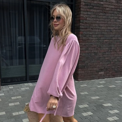 Casual Solid Color Dress – Plus Size Backless Lightweight Women's Dress, Convertible Maxi/Mini for Effortless Style 02