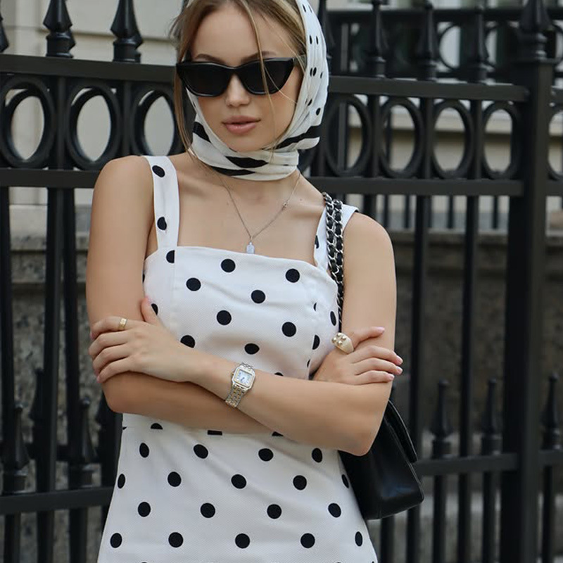 Square Neck Strapless Polka Dot Print Bodycon Dress – Vintage Slim-Fit Women's Mini Dress