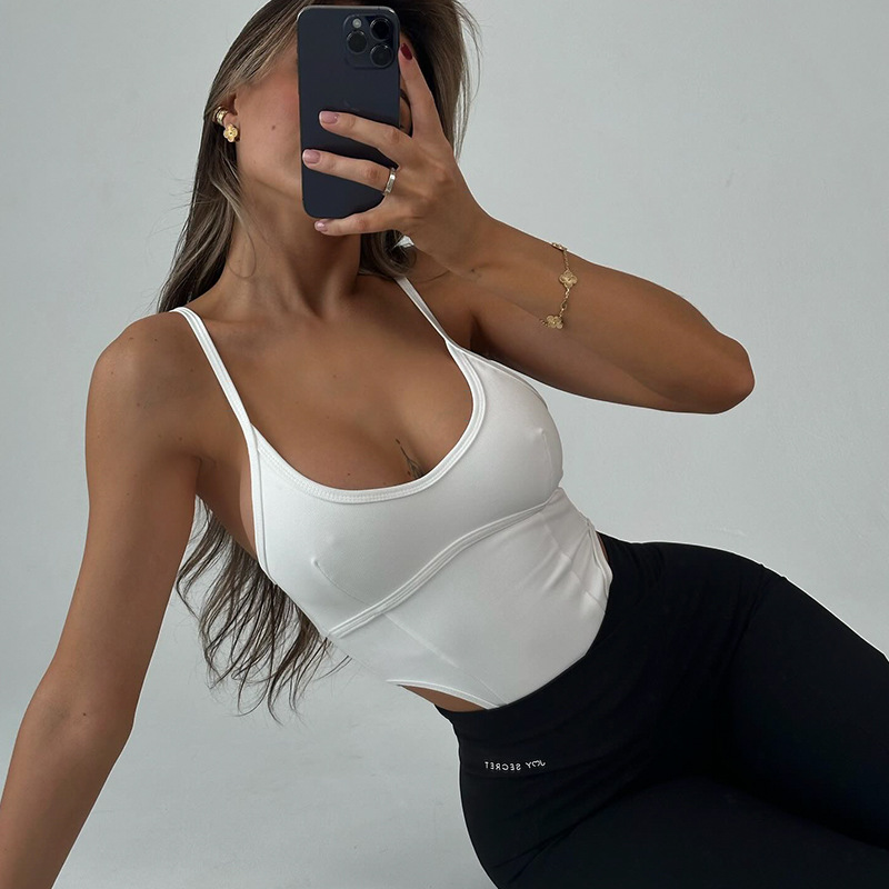 Sexy Western Style U-Neck Strap Jumpsuit – High-Waist Cute Girl Bodycon Top, Slim-Fit Stretch Mesh Paneled Crop Design