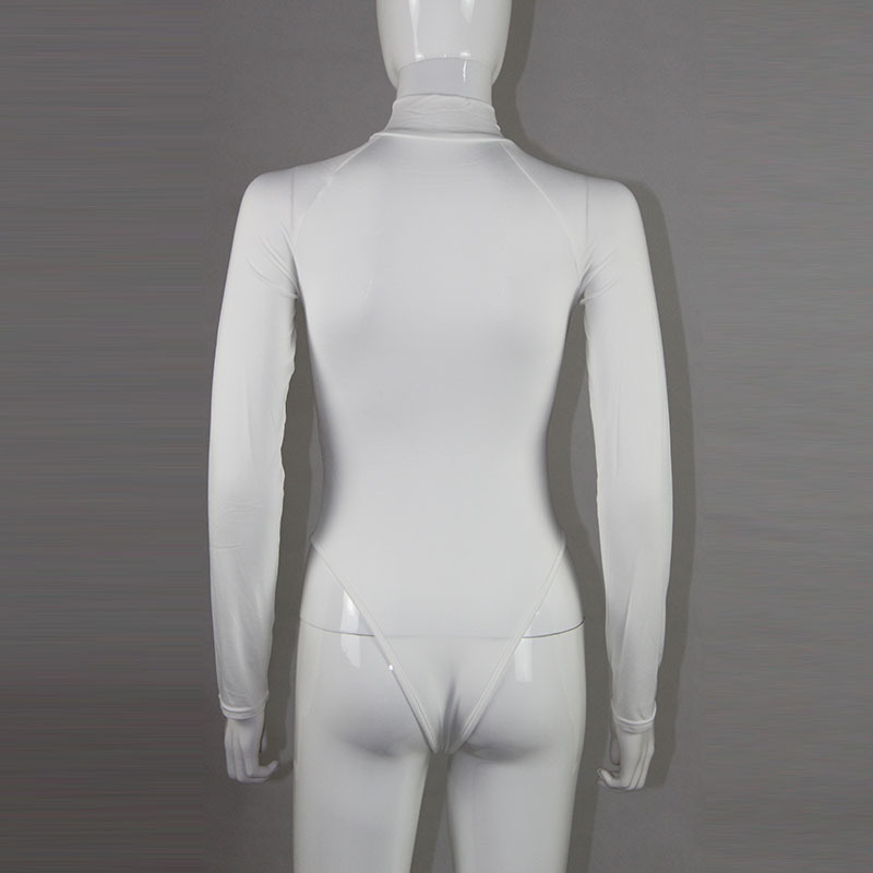 Long Sleeve Bodycon Zipper Jumpsuit – High-Waist Slim-Fit High-Stretch One-Piece Top, Women's Elegant Bodysuit