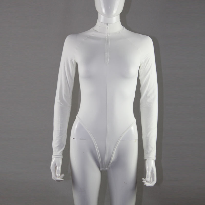 Long Sleeve Bodycon Zipper Jumpsuit – High-Waist Slim-Fit High-Stretch One-Piece Top, Women's Elegant Bodysuit