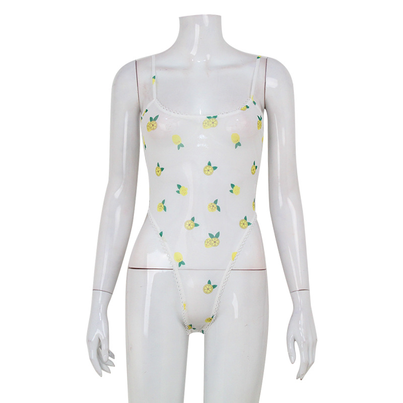 Sexy Sheer Mesh See-Through Lace Print Jumpsuit – Sweet & Spicy Strap Crop Top for Women, One-Piece Short-Style Romper