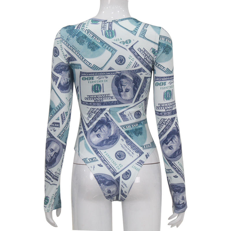 Trendy Print Cutout Lace-Up Long Sleeve Babe Jumpsuit