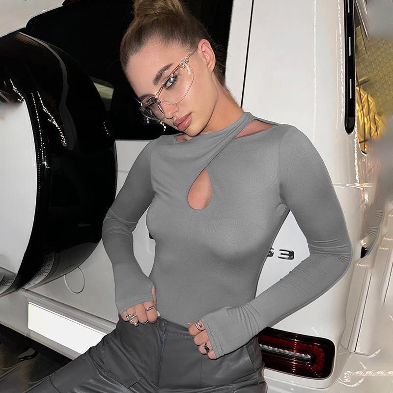 Trendy Cutout Long Sleeve Streetwear Bodycon Bodysuit