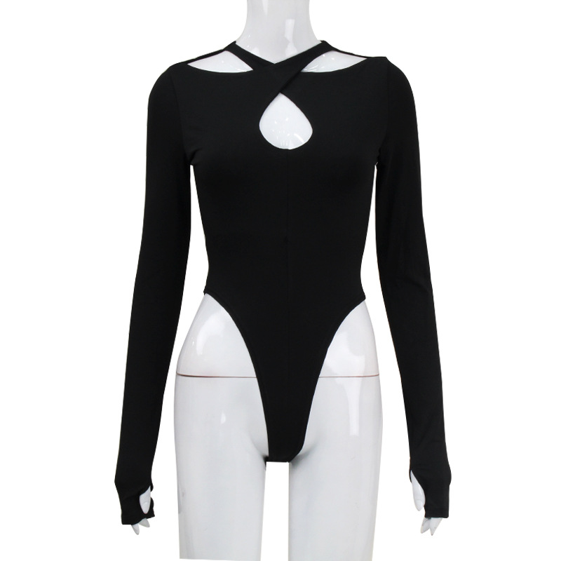 Trendy Cutout Long Sleeve Streetwear Bodycon Bodysuit