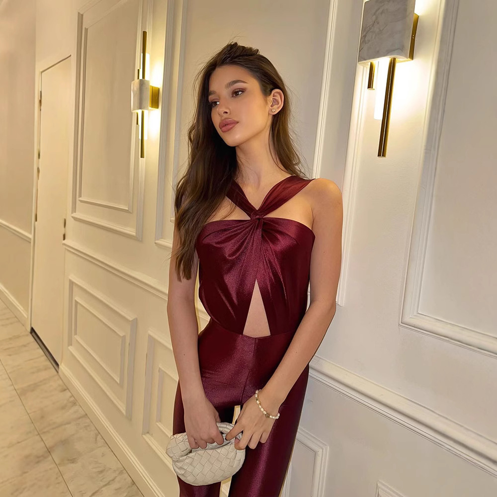 Trendy Halter Bustier Cutout Bodycon Jumpsuit