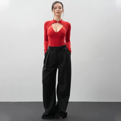 Minimalist Solid Color Unique Cutout Bodycon Jumpsuit 02
