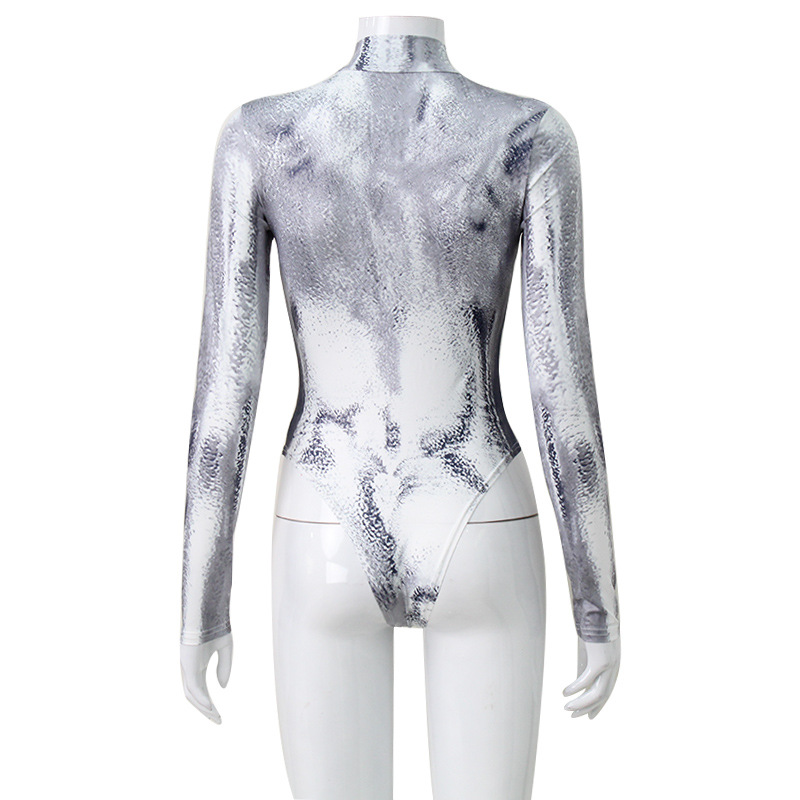 3D Print Shiny Trendy Bodycon Jumpsuit for Women