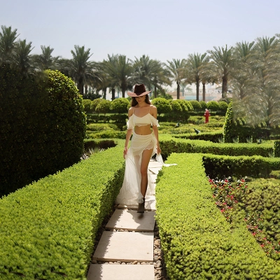 Seductive Spaghetti Strap Crop Top & Waist-Exposed Low-Rise Slit Ruffle Flowing Skirt Set – Ethereal 2-Piece Outfit for Women 02