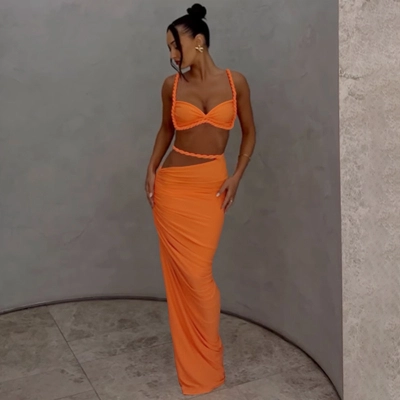 Sexy Solid Color Backless Cami Top & Bodycon Pencil Skirk Set – Sleeveless 2-Piece Mini Dress Alternative for Women 01