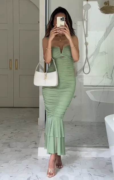 Tight pleated fishtail dress review Olivia Martinez