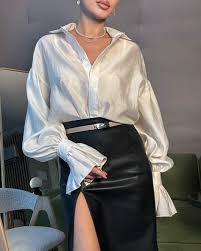 Designsoo Champagne Satin Blouse for Women review Sophia Parker