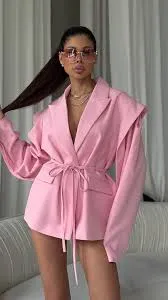 Classic Fit Notch Lapel Belted Blazer review Sophia Parker