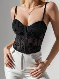 Spicy Low-Cut Sheer Tube Crop Top with Fishbone Lacing, Mesh Panels & Waist Cincher – Trendy Women’s Sexy Vest review Emily Johnson