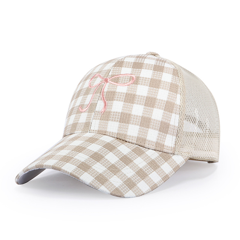 Checkered Bow Trucker Cap Women