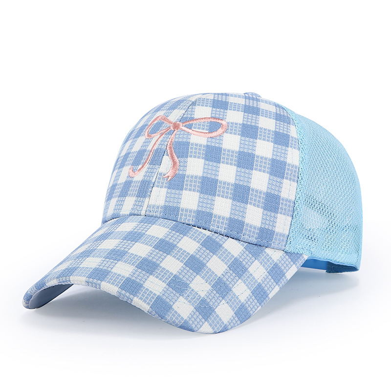 Checkered Bow Trucker Cap Women