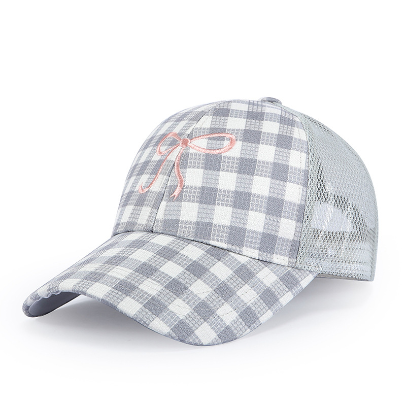 Checkered Bow Trucker Cap Women
