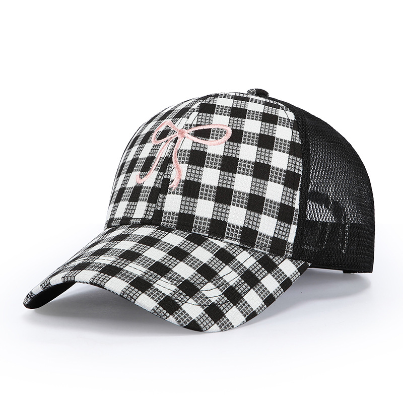 Checkered Bow Trucker Cap Women