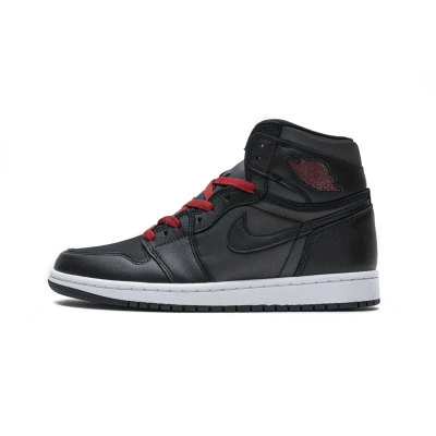 PK God Air Jordan 1 Retro High Black Satin Gym Red 555088-060 01