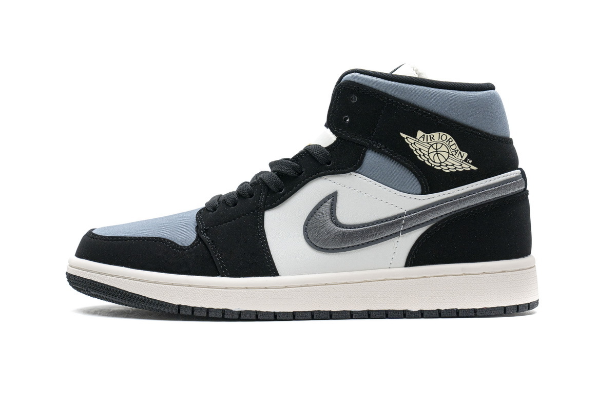 LJR Air Jordan 1 Mid Satin Grey Toe 852542-011