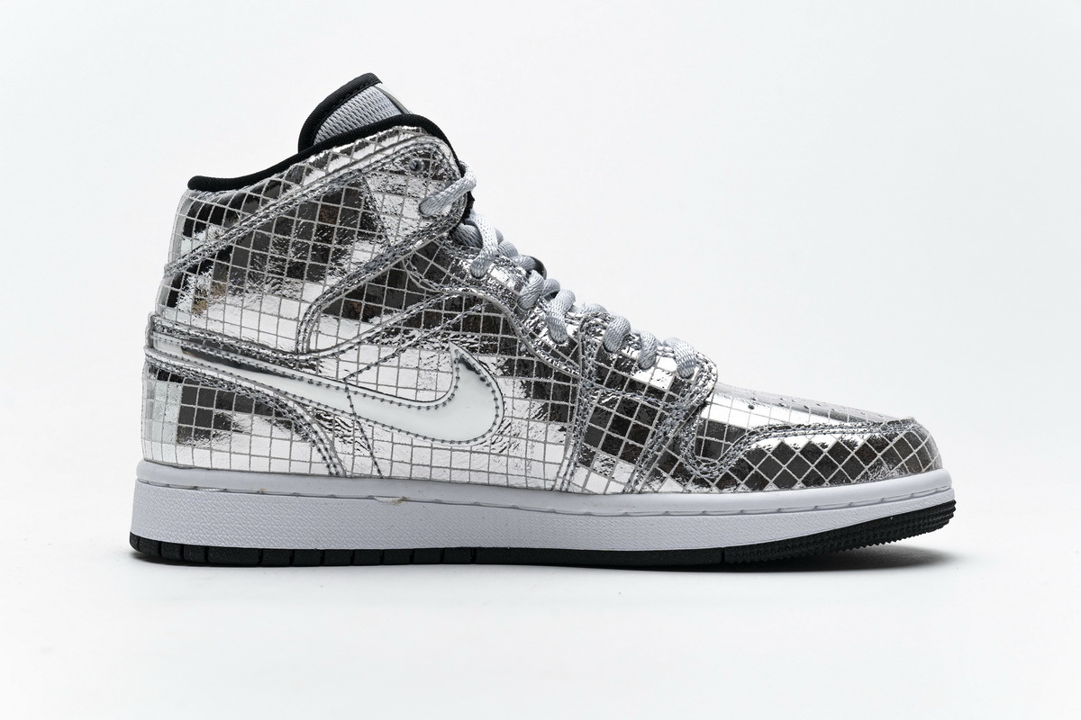 LJR Air Jordan 1 Mid SE Disco Metallic Silver (W) CU9304-001