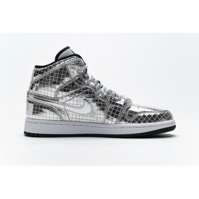 LJR Air Jordan 1 Mid SE Disco Metallic Silver (W) CU9304-001 02