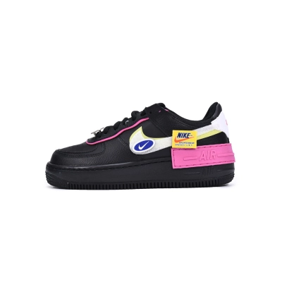 LJR Nike Air Force 1 Shadow Removable Patches Black Pink CU4743-001 01