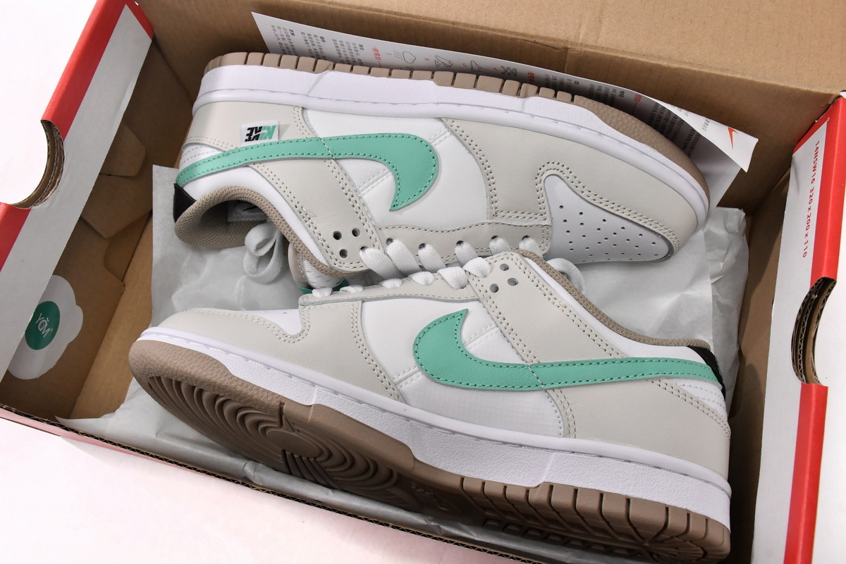 LJR Nike Dunk Low Split Seam White Tan Mint (GS)  DX6063-131