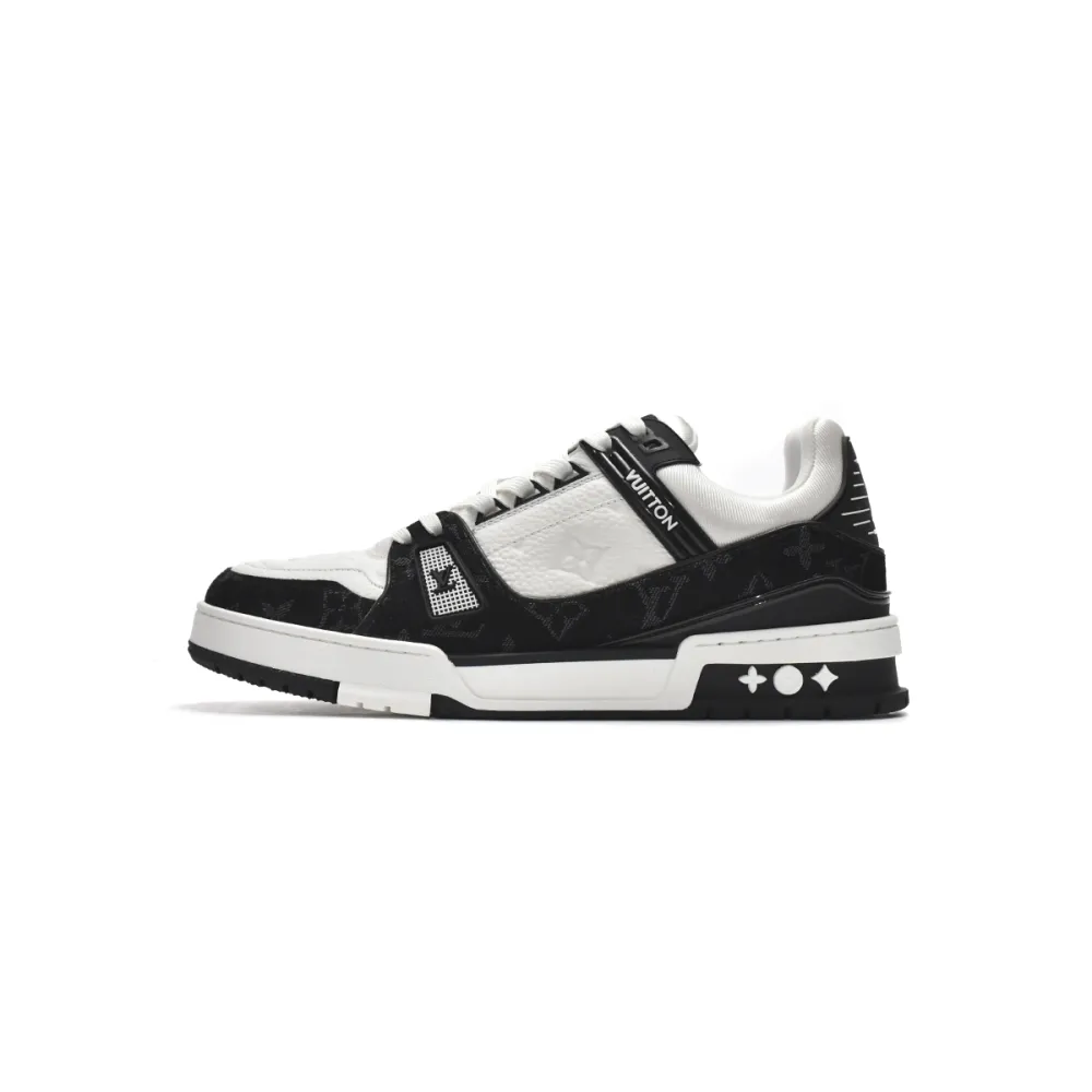 VL1202   LOUIS VUITTON Trainer Black And White Cloth Cover 