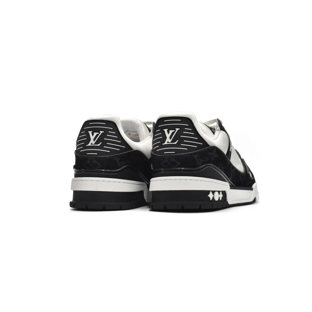 VL1202   LOUIS VUITTON Trainer Black And White Cloth Cover 