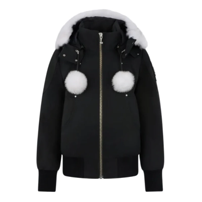 Moose Knuckles ORIGINAL DEBBIE SHEARLING TRIM BOMBER JACKET BLACK 01