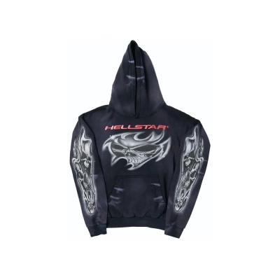 Hellstar Airbrushed Skull Hoodie Black 01