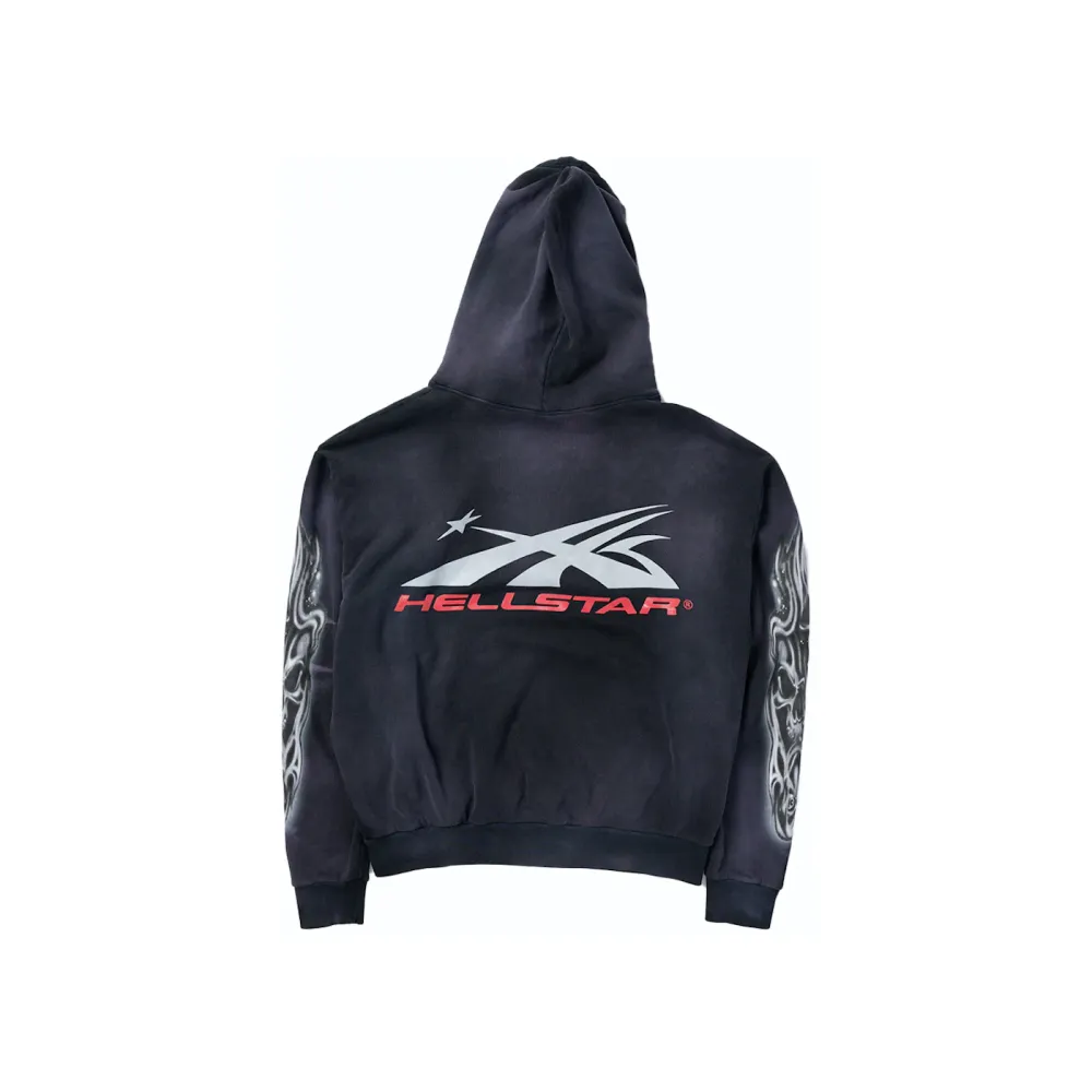 Hellstar Airbrushed Skull Hoodie Black