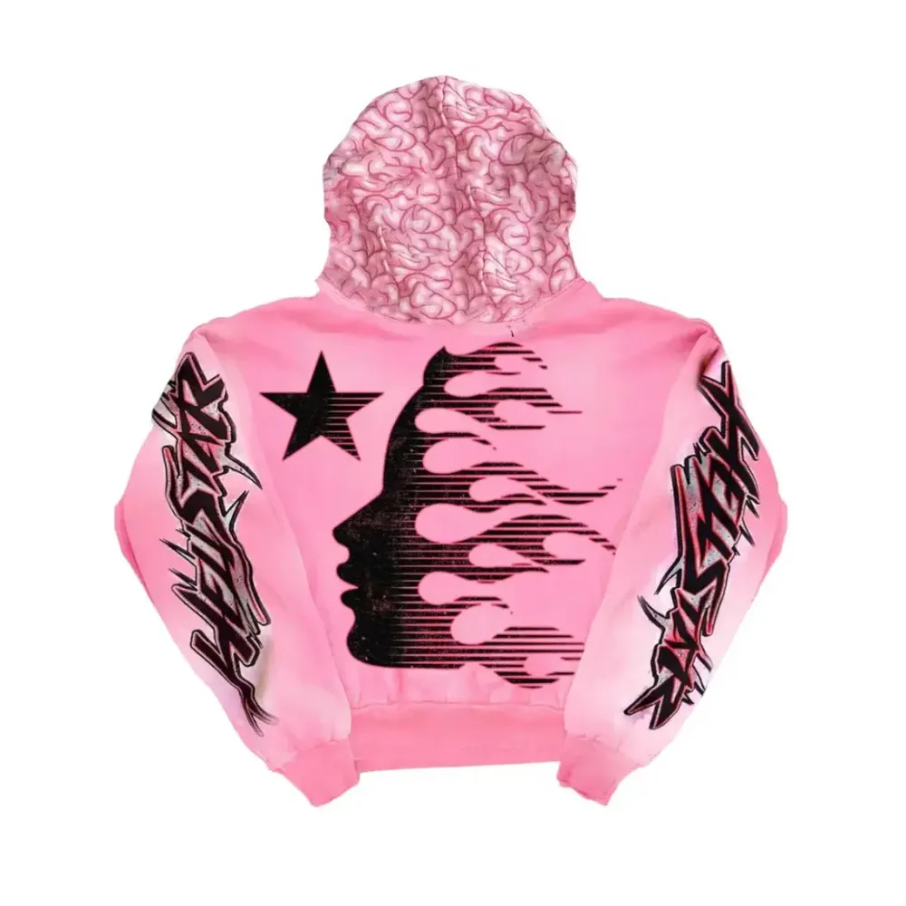 Hellstar Brainwashed With Brain Hoodie Pink