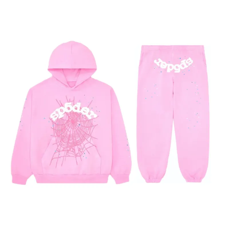 Sp5der pink tracksuit suit1