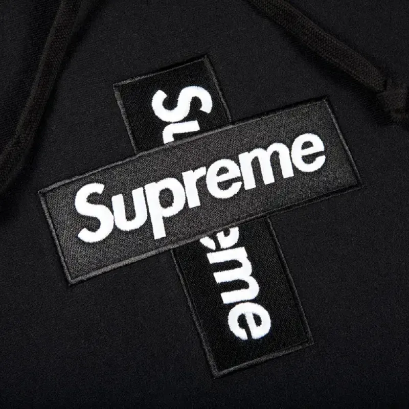 Supreme Cross Box Logo Hooded Sweatshirt Black	